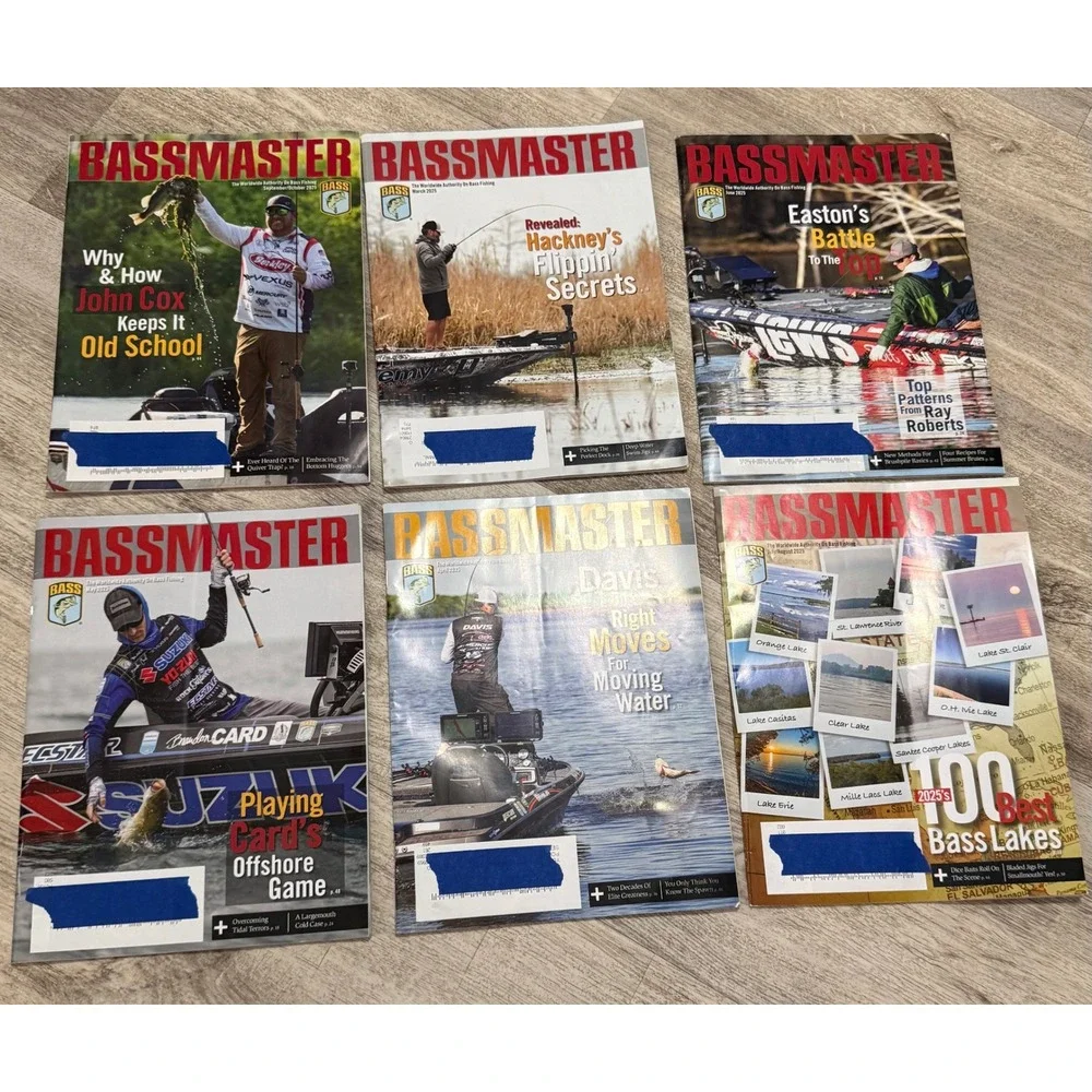 Bassmaster Magazine Lot‎ 6 Issues Fishing Bass Lake Hunting Outdo